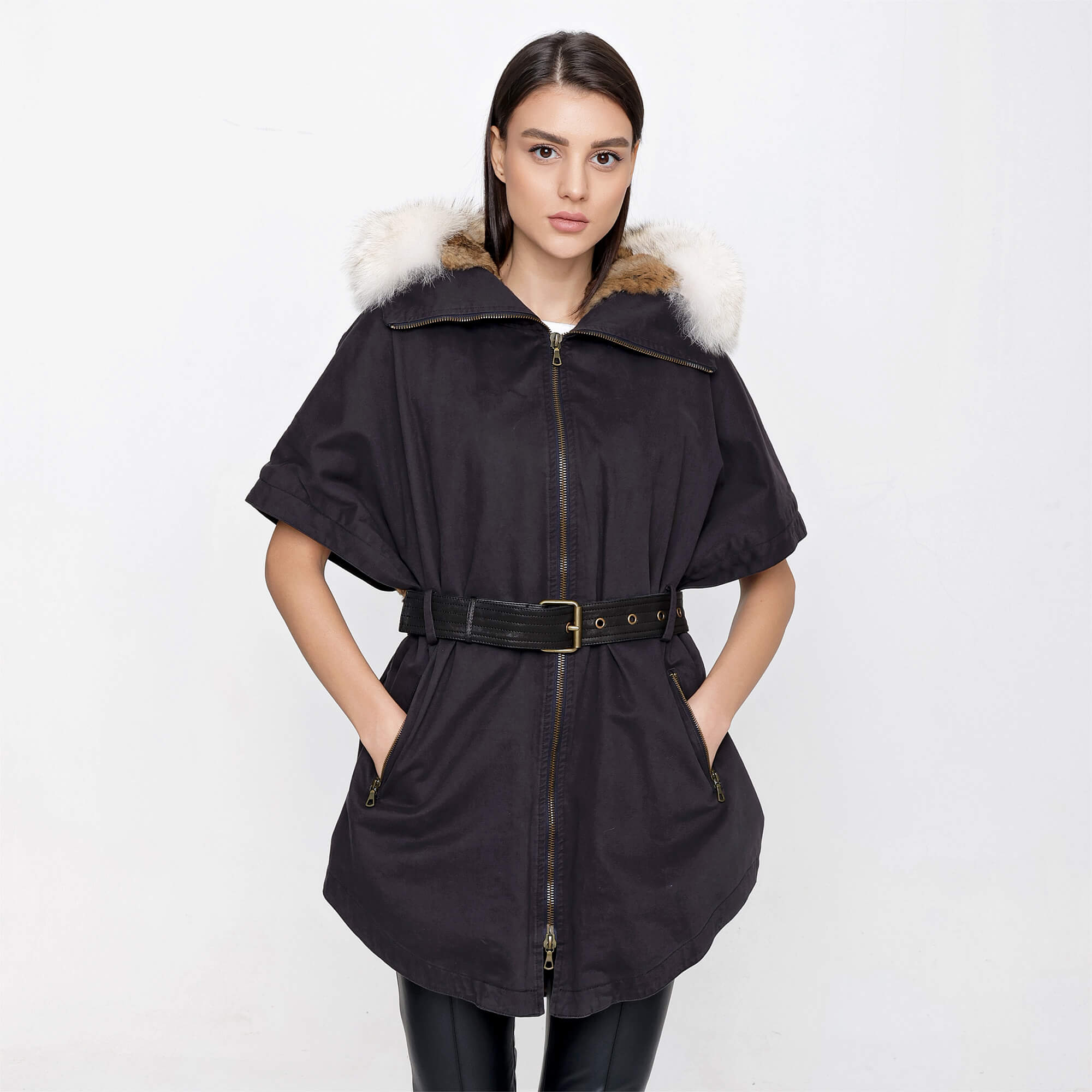 Yves Salomon Army - Fur Collar Detailed Belt Coat